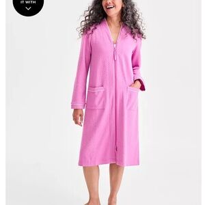 NWT Pink Charter Club Quilted Full Zip Robe Night Gown Muumuu House Dress XL